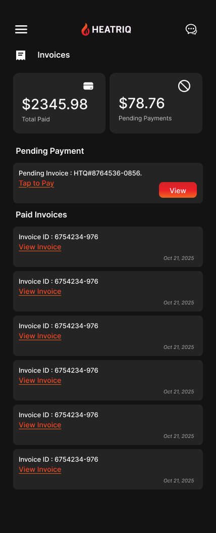 HeatRiQ mobile app screen 5