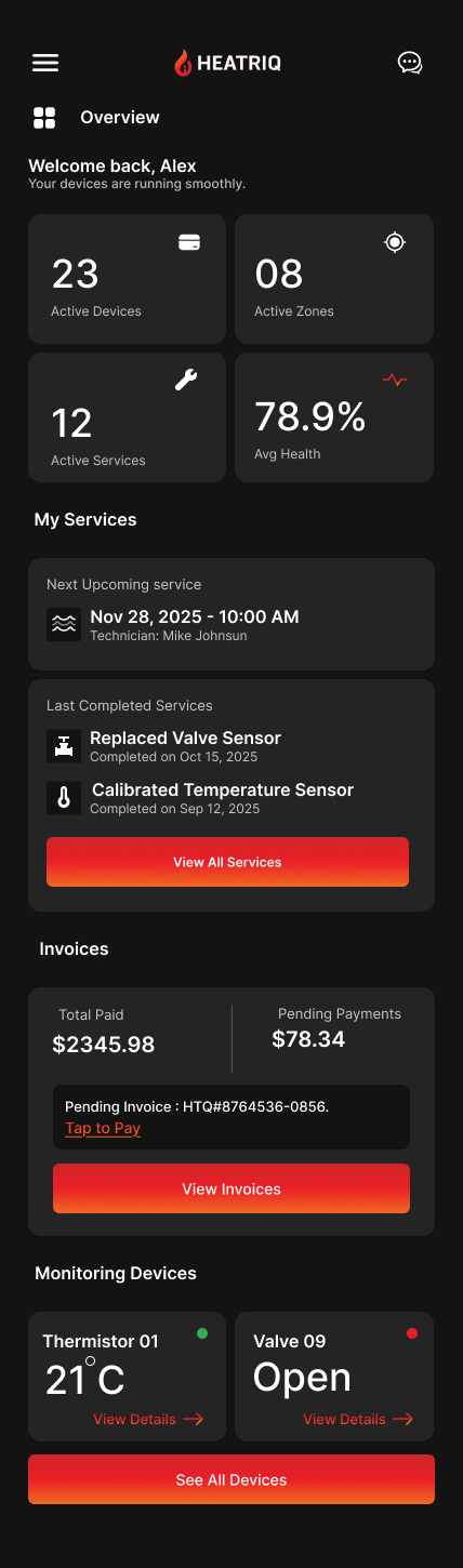 HeatRiQ mobile app screen 6
